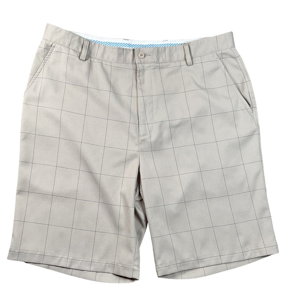 FootJoy Golf Shorts Mens 38 Tan Excellent Windowpane Plaid Performance‎ FJ